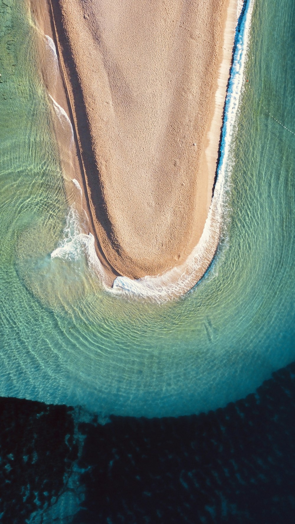 an aerial view of a body of water