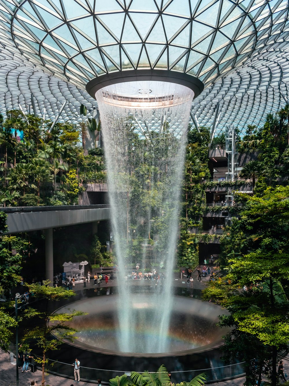 a large fountain in the middle of a building