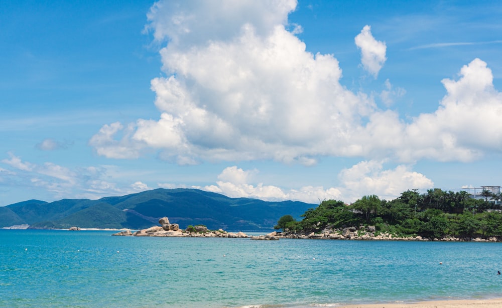 a body of water surrounded by mountains and trees