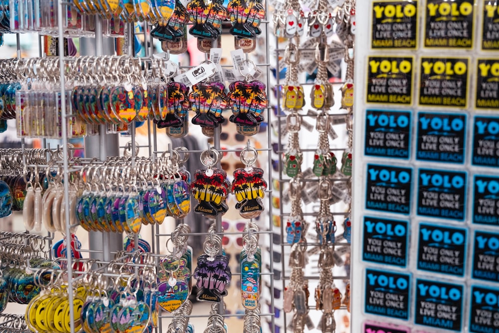 a store display with lots of different types of earrings