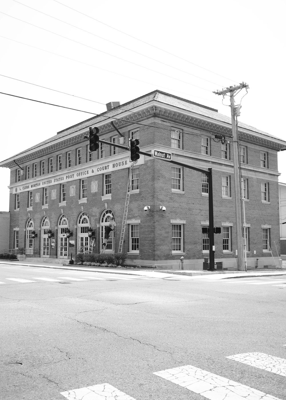 a black and white photo of an old building