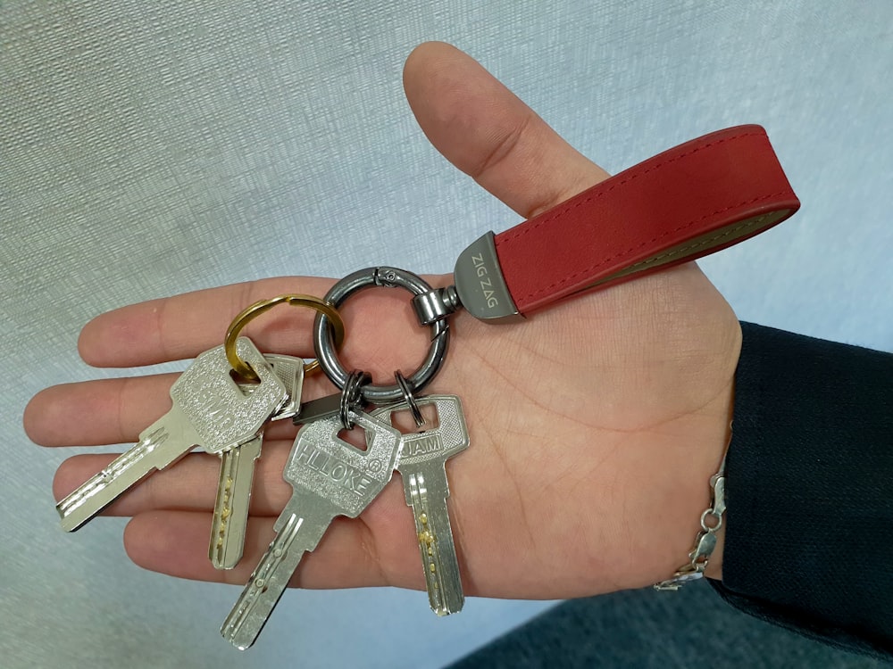 a person holding a bunch of keys in their hand