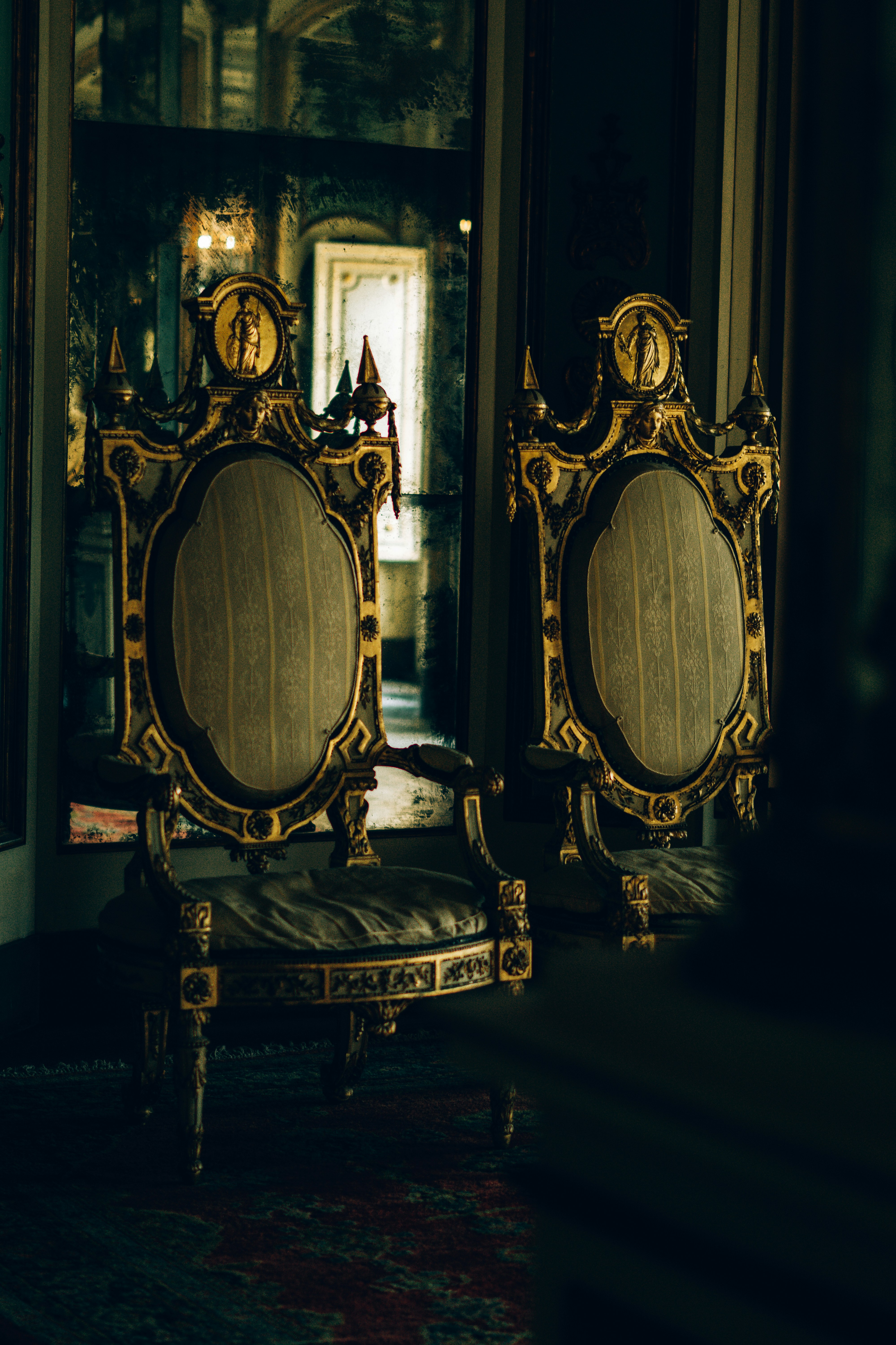 a couple of chairs sitting next to each other