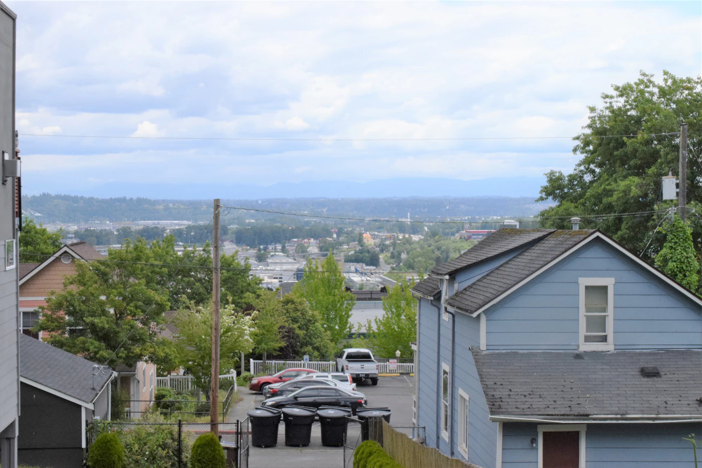 Seattle-area residential street lined with homes