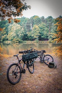Bicycles parked near a scenic lakeside popular with students for relaxation.