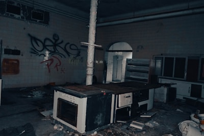 A neatly emptied kitchen space with all unwanted items removed.