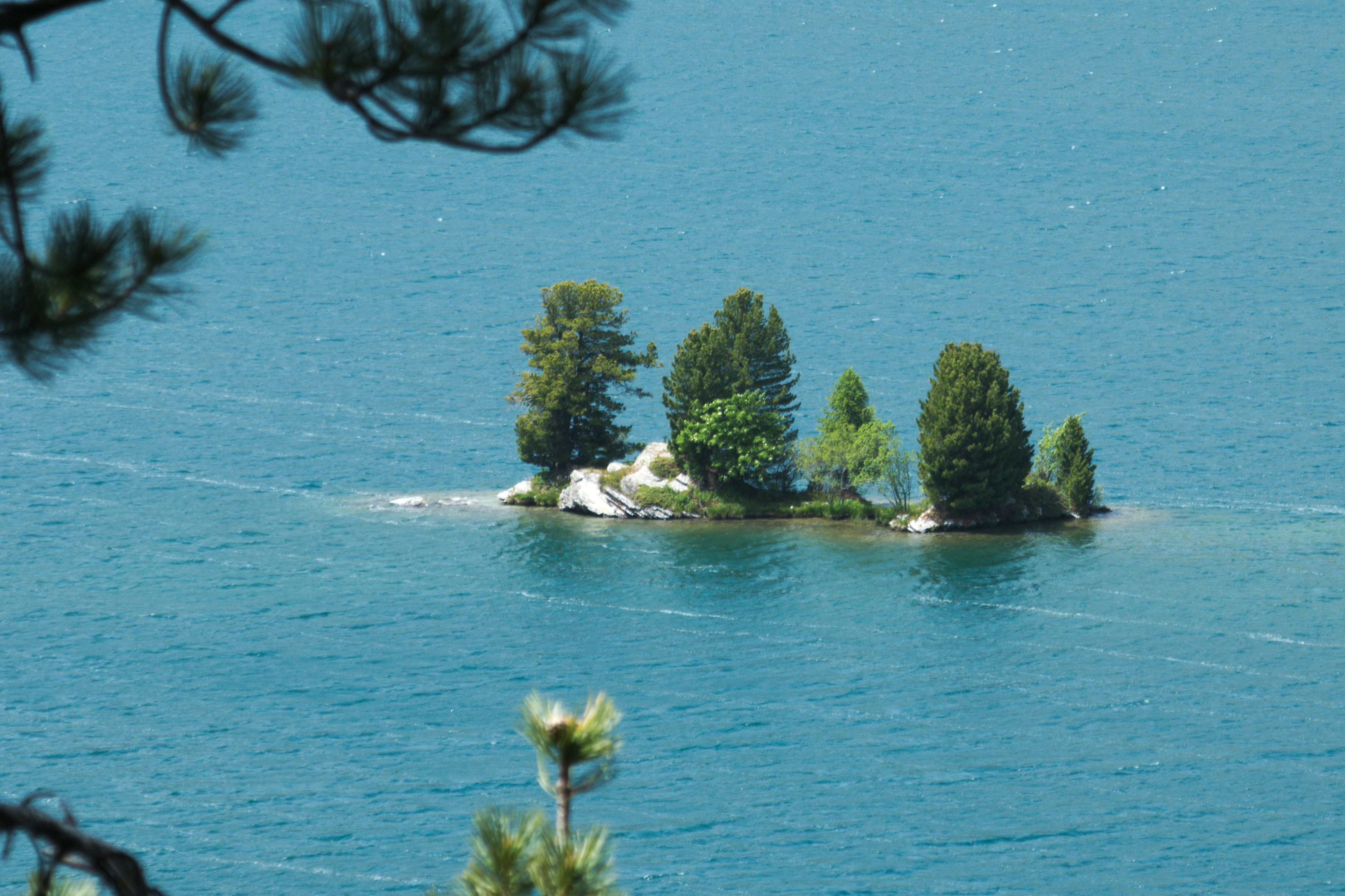 a small island in the middle of a lake