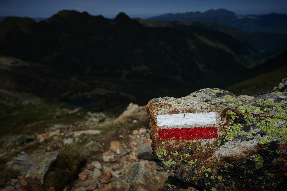 a rock with a flag painted on it