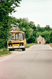 A beautifully converted skoolie parked in a scenic location.