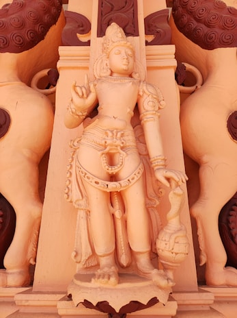 A serene 3D printed figure of Lord Shiva with intricate beads and trident.