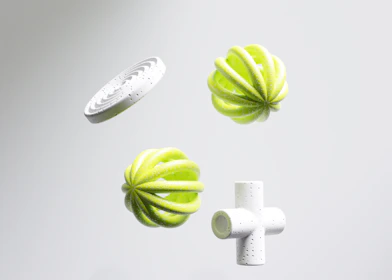 a cross, a ball of yarn, and a ball of yarn