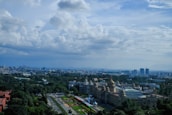 Panoramic view of Washington D.C. government buildings under clear skies.