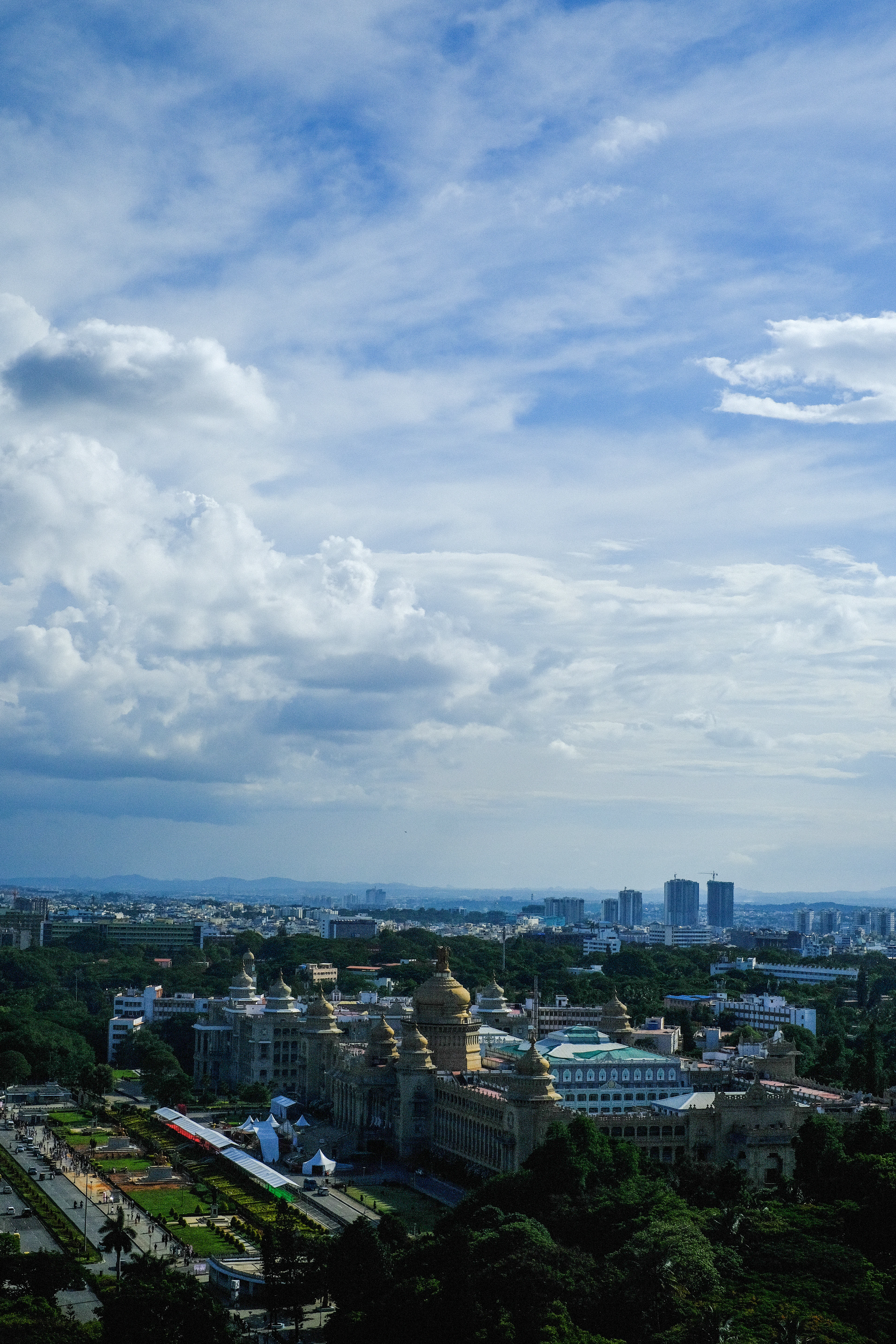 Aerial view of Bengaluru city rooftops and skyline
