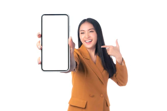 A stylish Black woman tapping her NFC card to her phone, smiling confidently.