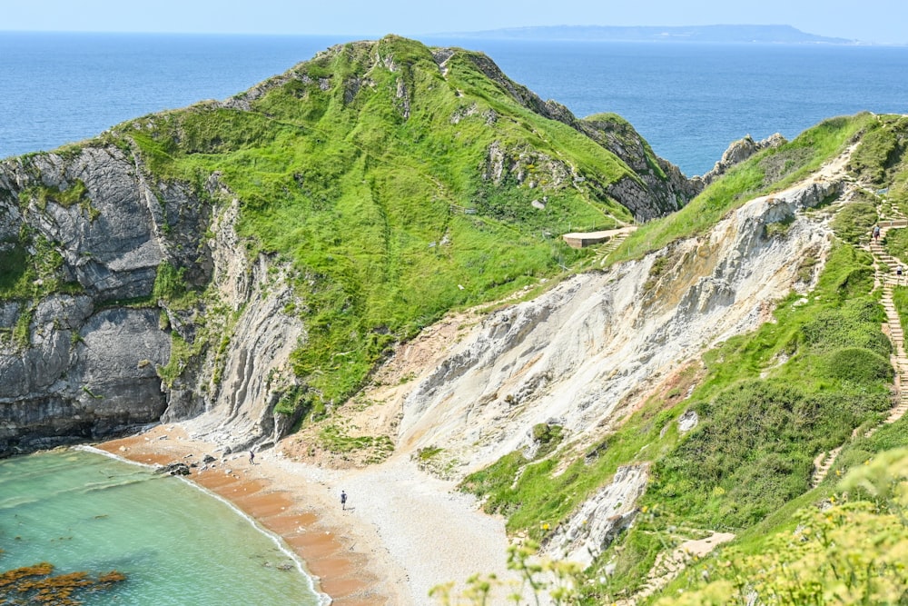 a view of a beach from a high point of view