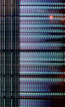 Close-up of a repaired smart TV display showing vibrant colors.