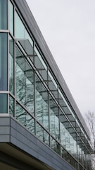 a building that has a large window on the side of it