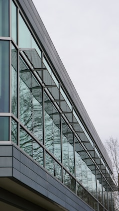 a building that has a large window on the side of it