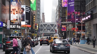 A vibrant street scene featuring trendtraffix's signature traffic life products in use.