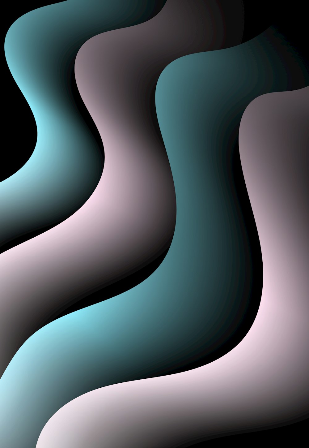 a black background with blue and pink curves