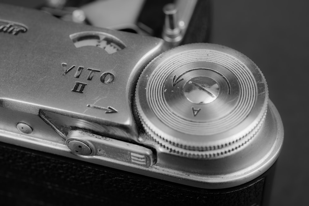 a close up of a camera with a lens