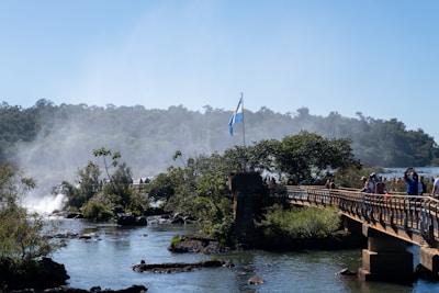 View of the triple border area with Argentina, Brazil, and Paraguay flags.
