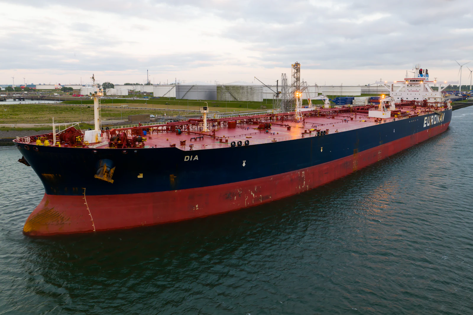 Tanker moored at a terminal