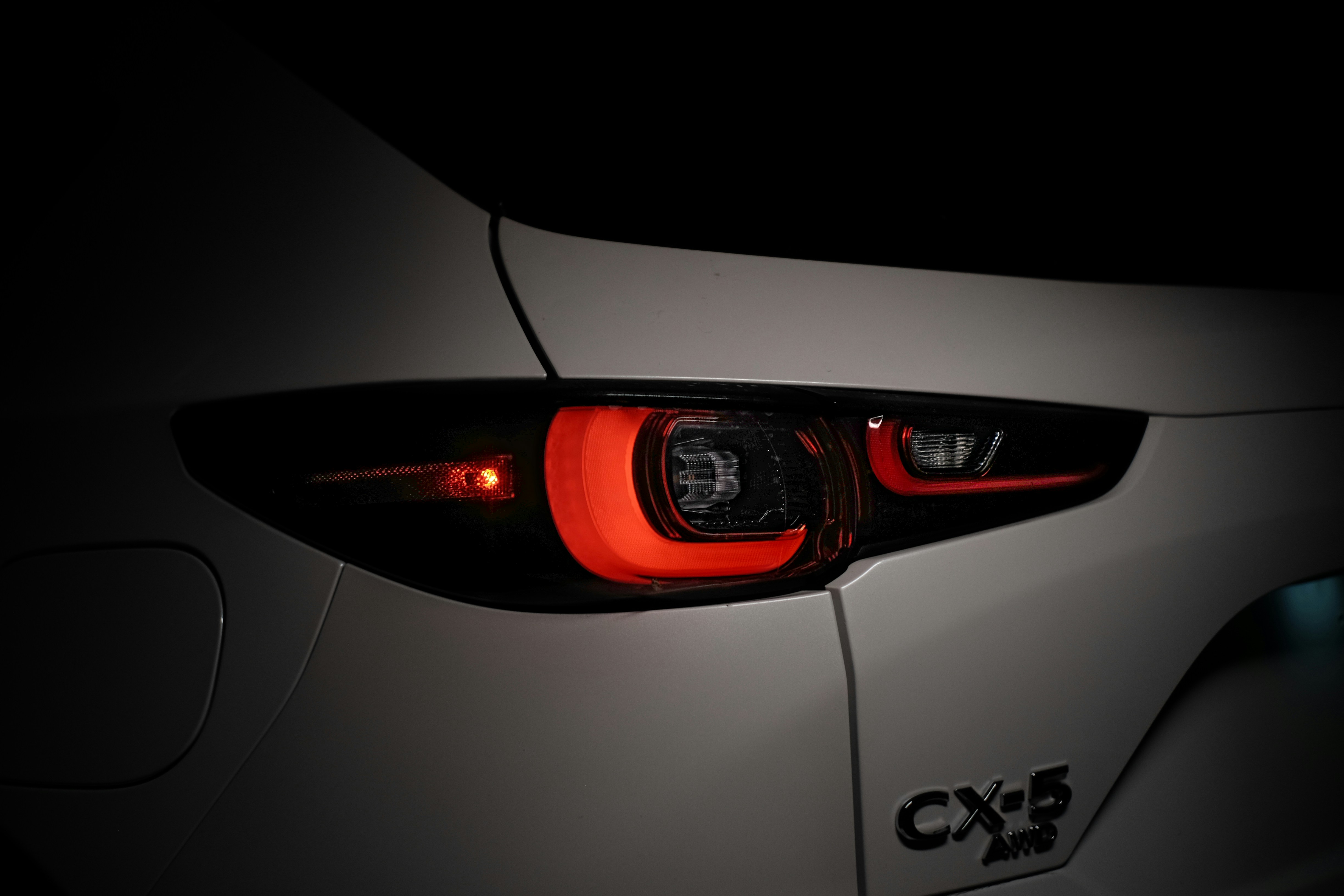 a close up of the tail lights of a car