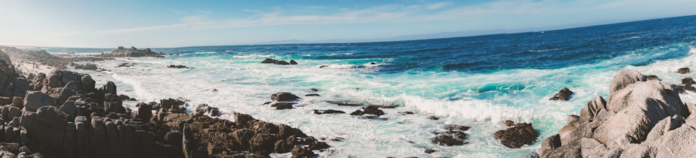 a view of the ocean from a cliff