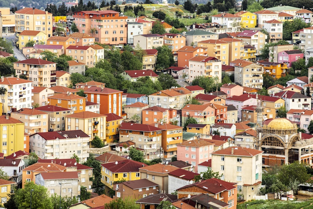 a view of a city with lots of buildings