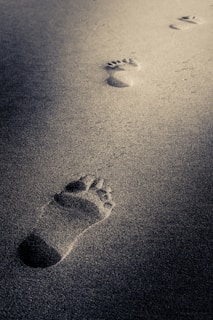 A vibrant illustration of glowing footprints symbolizing peace.