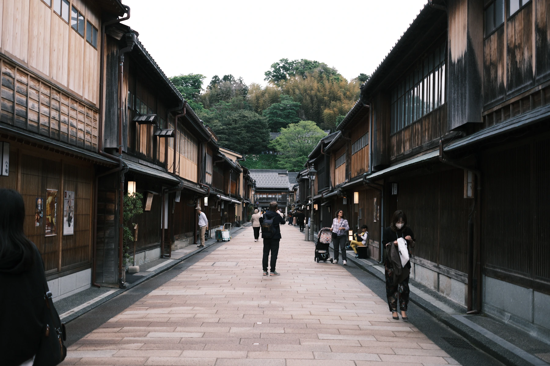 Historic wooden street in Kanazawa