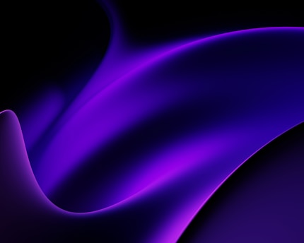 An abstract representation of music notes and sound waves, set against a deep purple background.