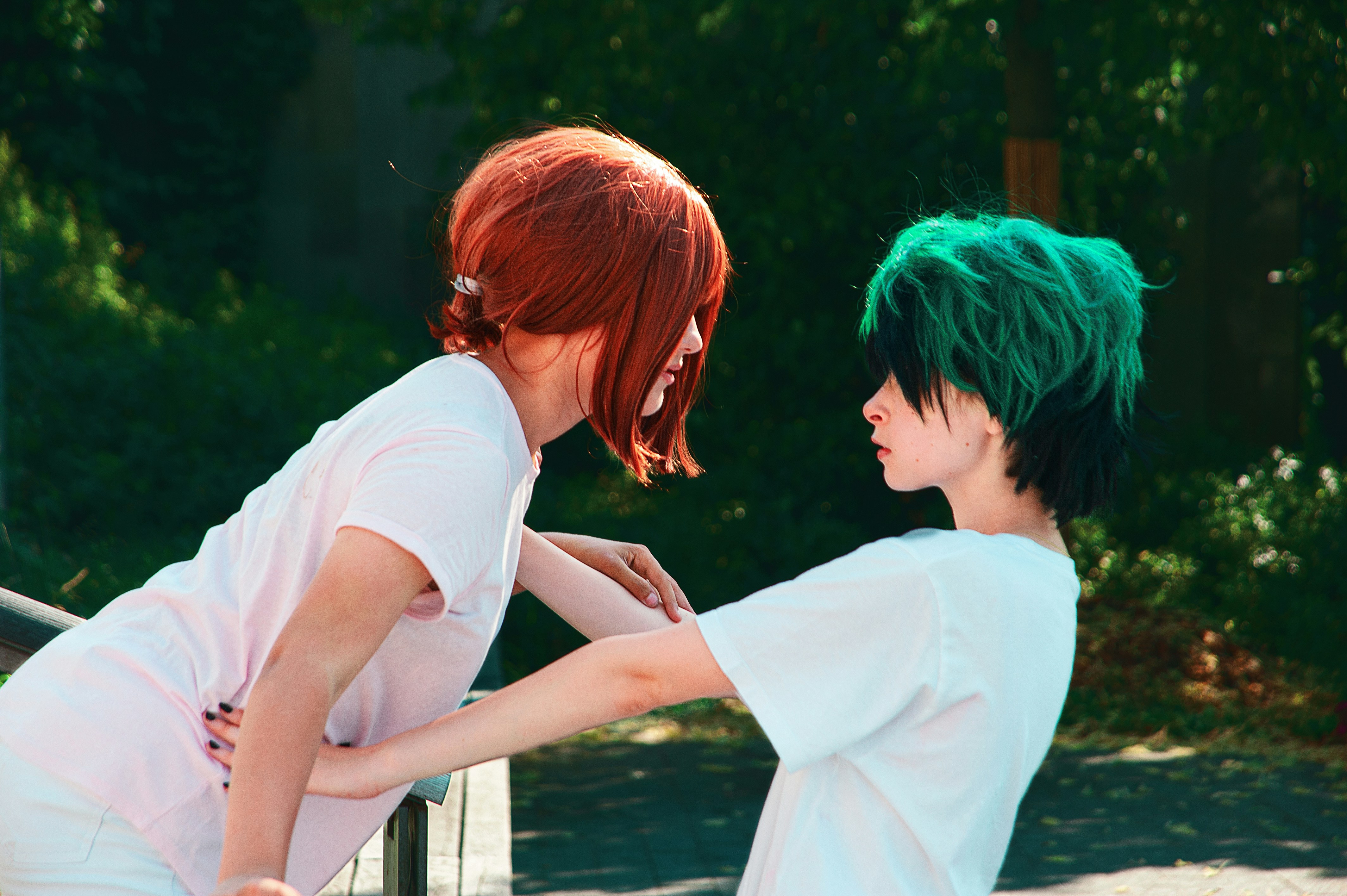 Anime couple embracing