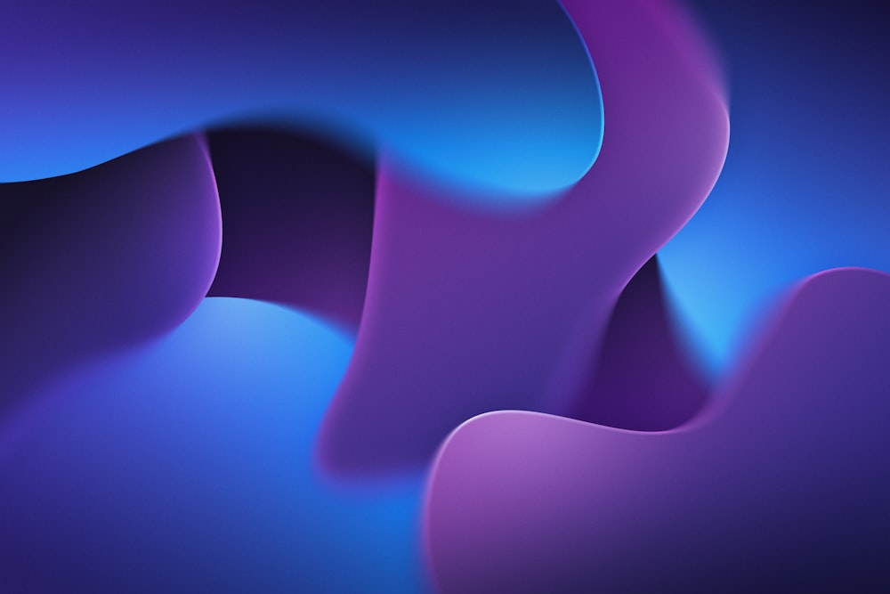 a blue and purple background with wavy shapes