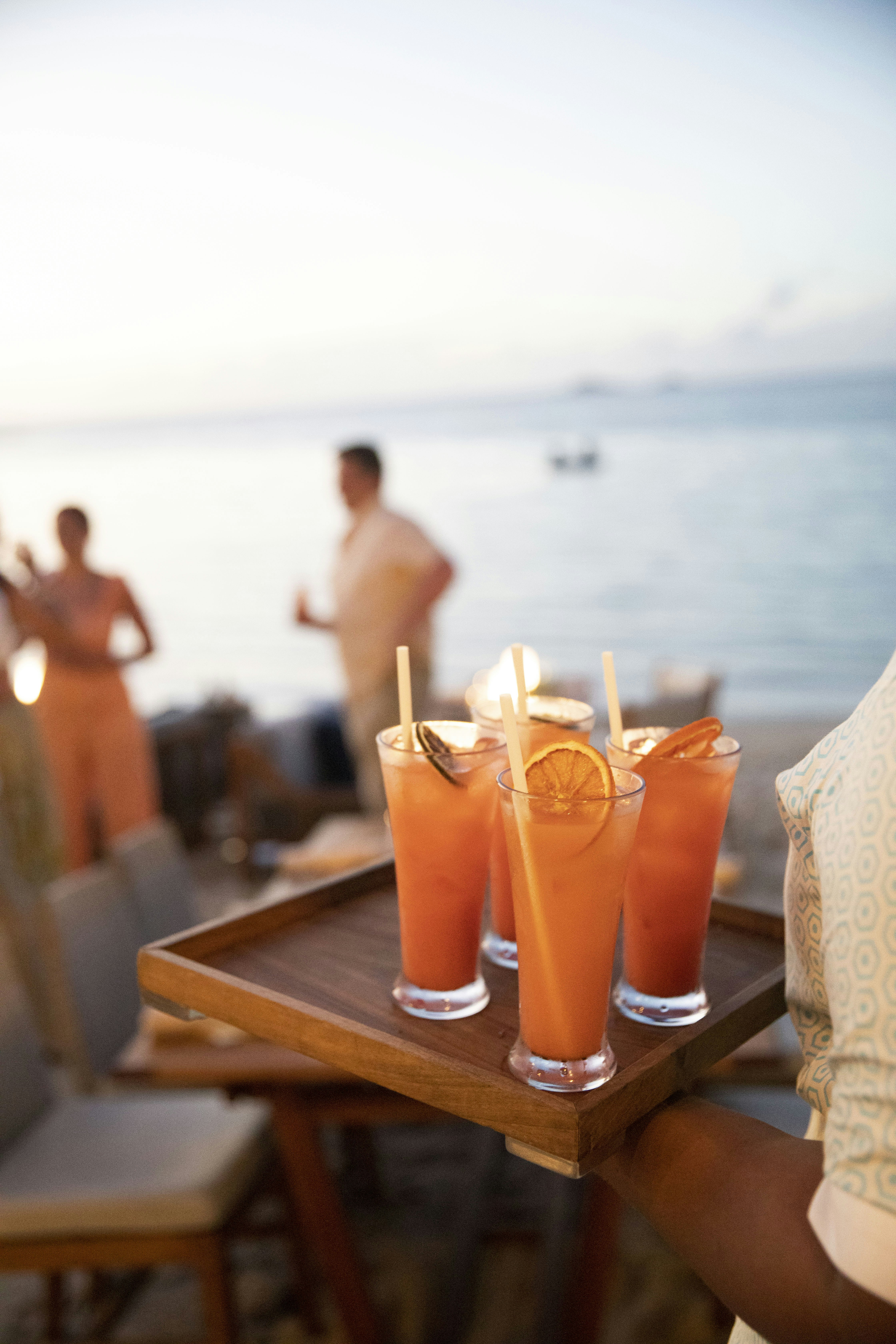 a tray that has some drinks on it