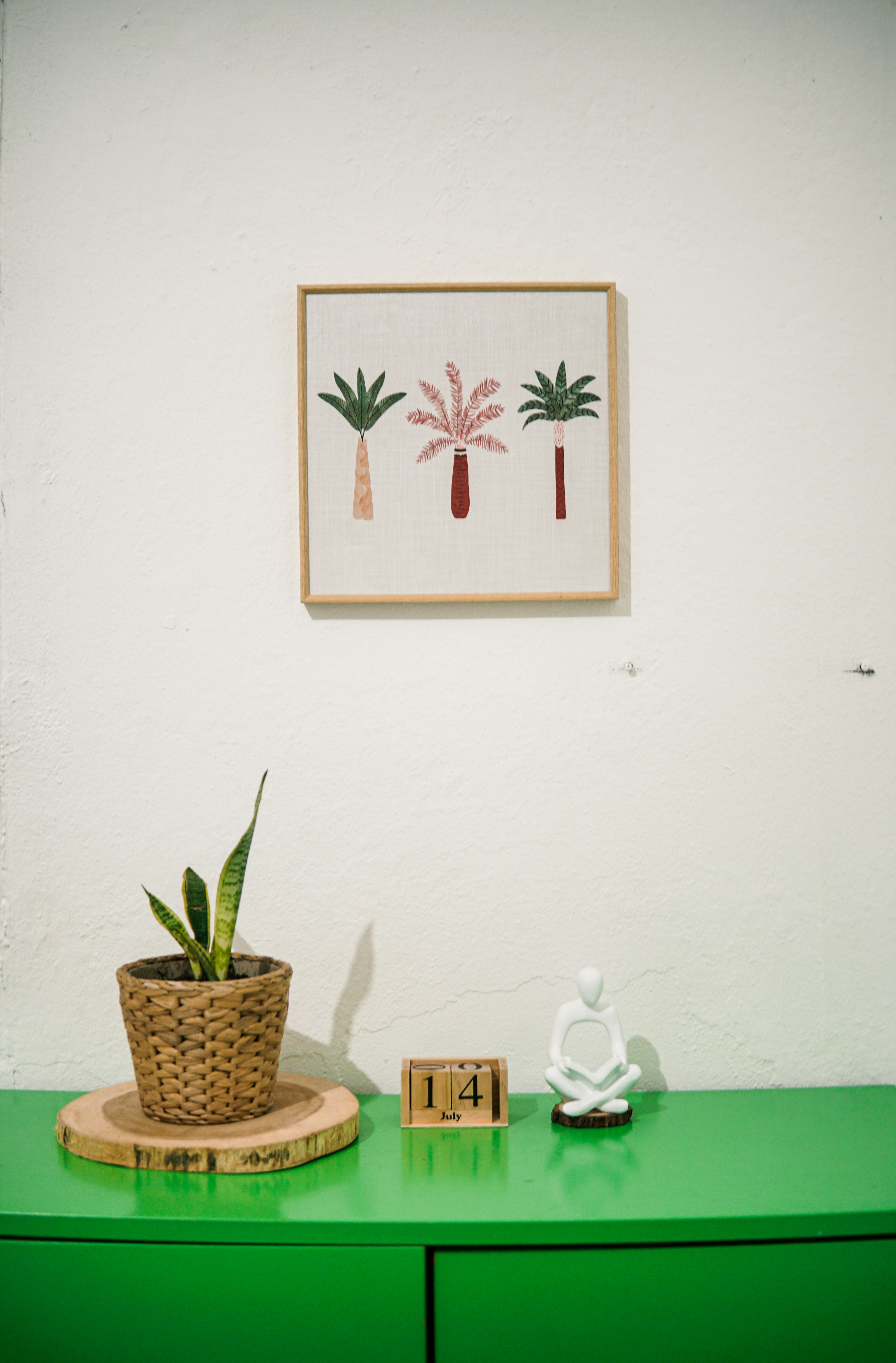A potted plant sitting on top of a green table photo – Free Decor Image ...