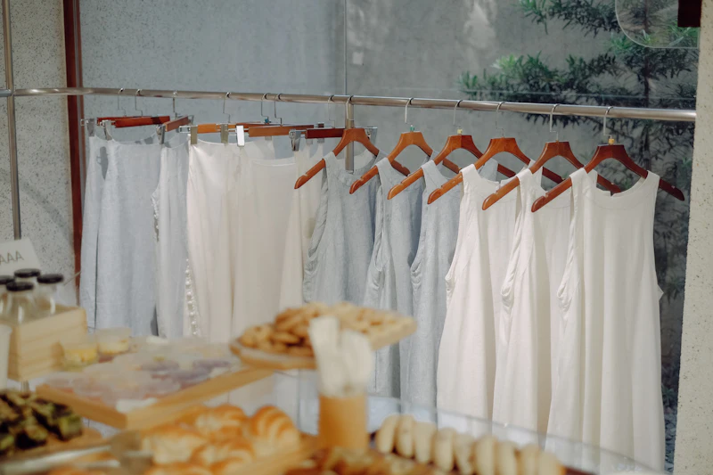 clothes rail in warm light