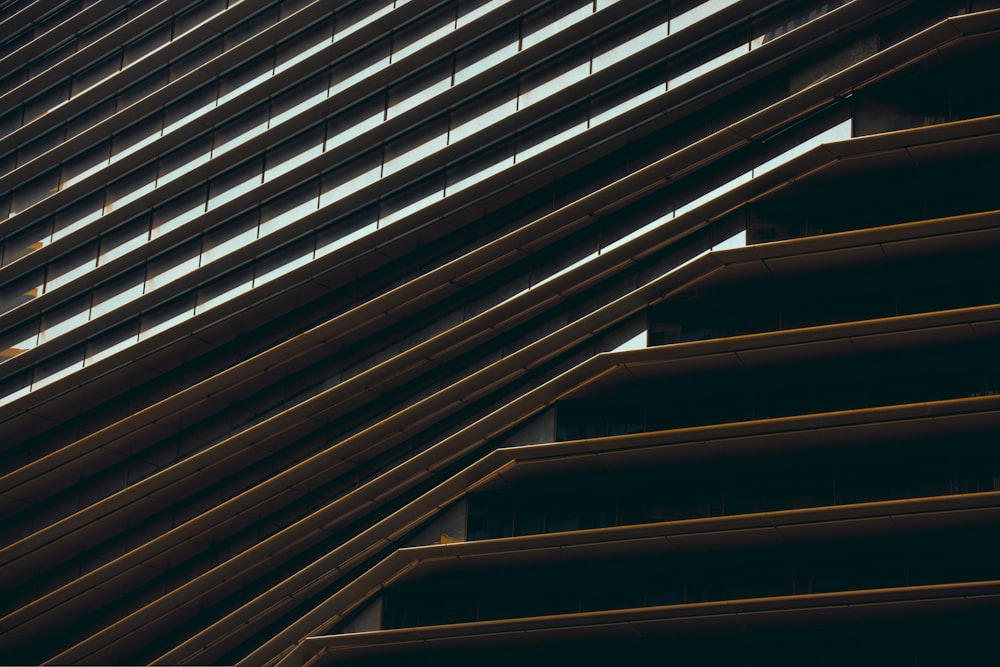 a close up of a tall building with many windows