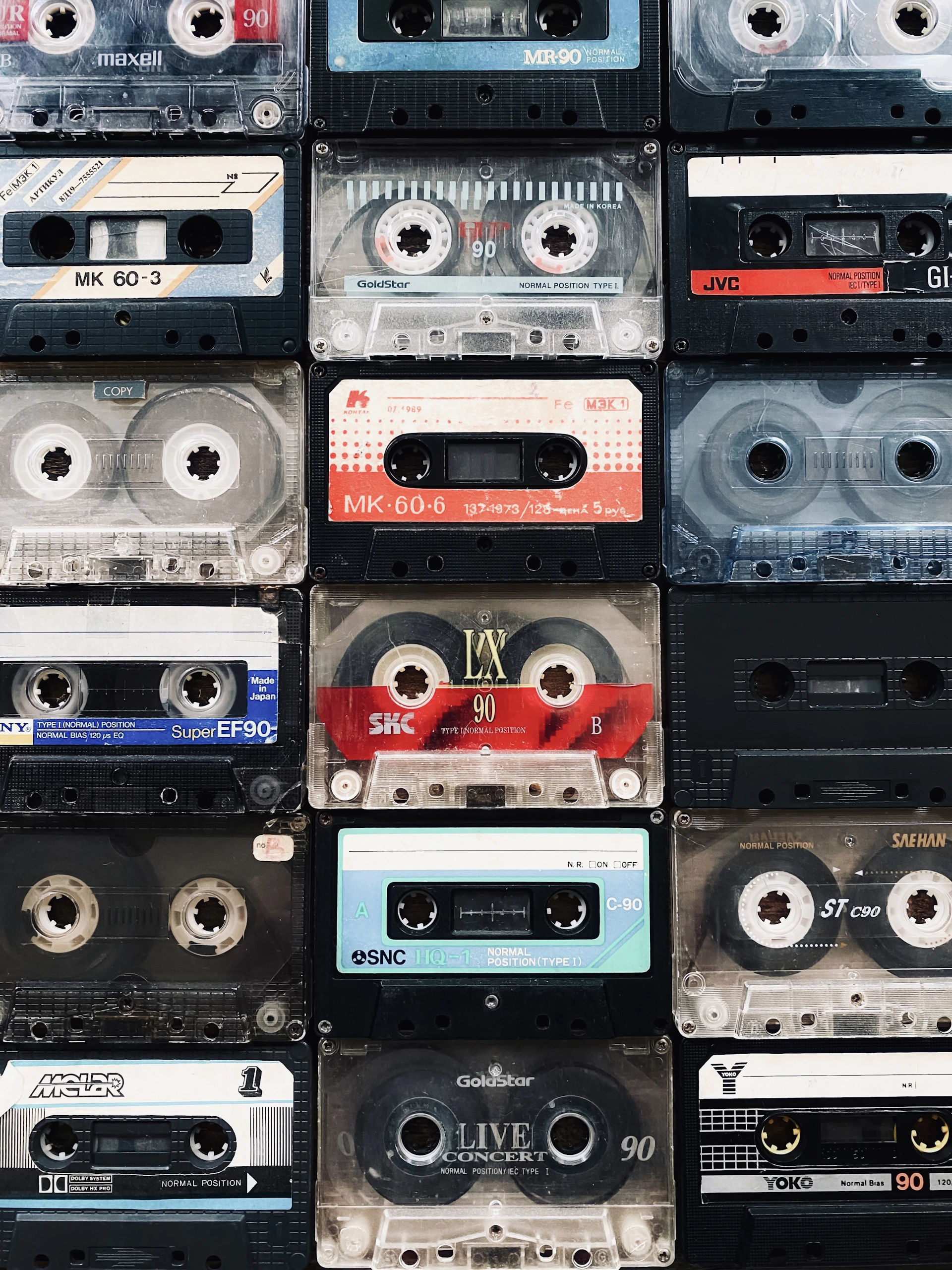 a bunch of cassettes stacked on top of each other