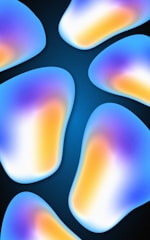 Abstract data patterns glowing softly on a dark blue background.