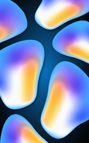 Abstract particles forming a human silhouette against a dark background with soft glowing blue and purple gradients.