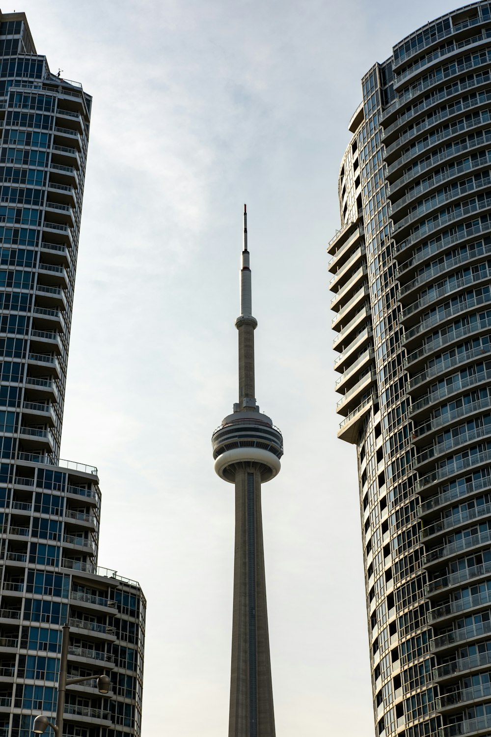 a very tall tower towering over a city