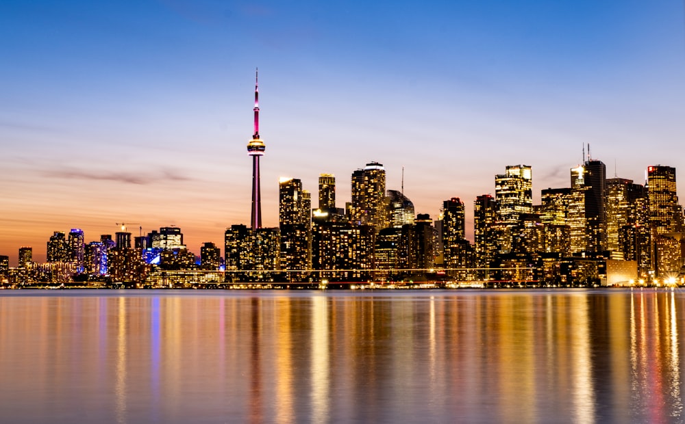 a view of a city at night from across the water