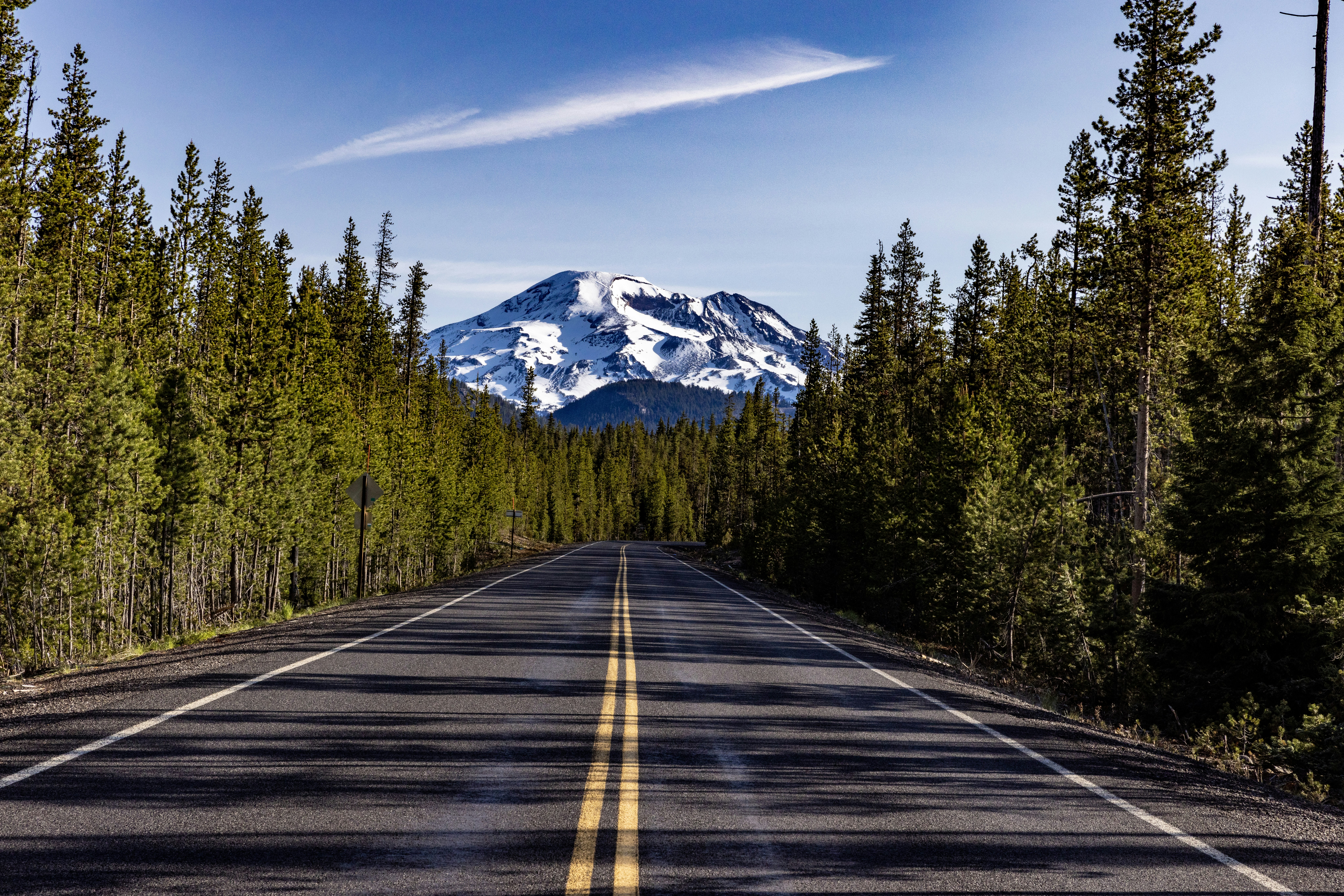 Exploring along the Cascade Lakes National Scenic Byway in the Cascades above Bend, Oregon. Beautiful terrain.