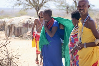 A vibrant family wearing stylish clothing outdoors.