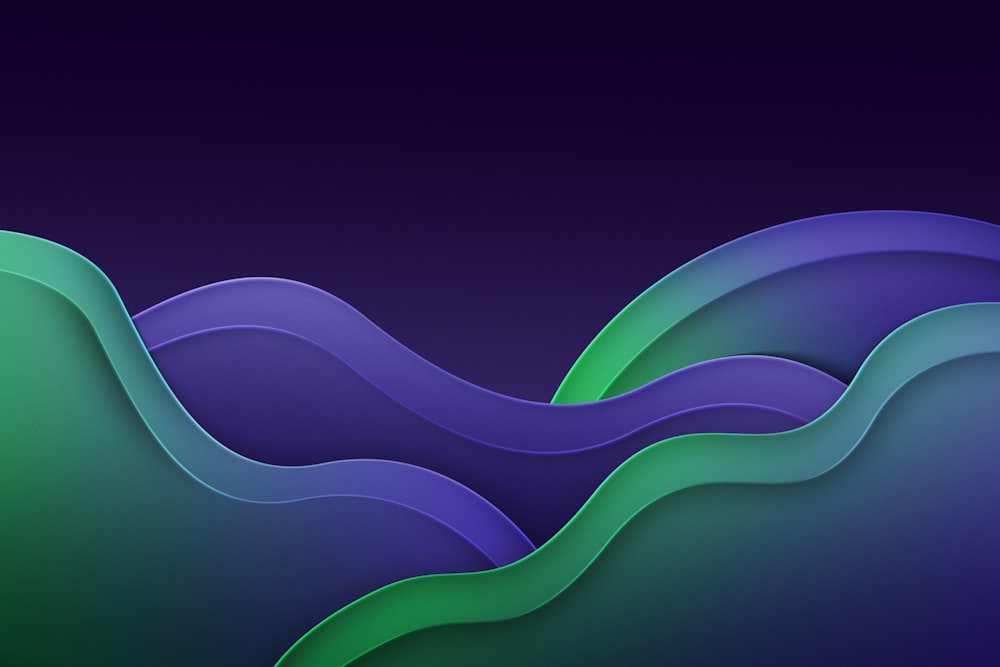 a blue and green abstract background with wavy shapes