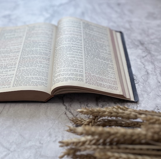 an open book sitting on top of a table