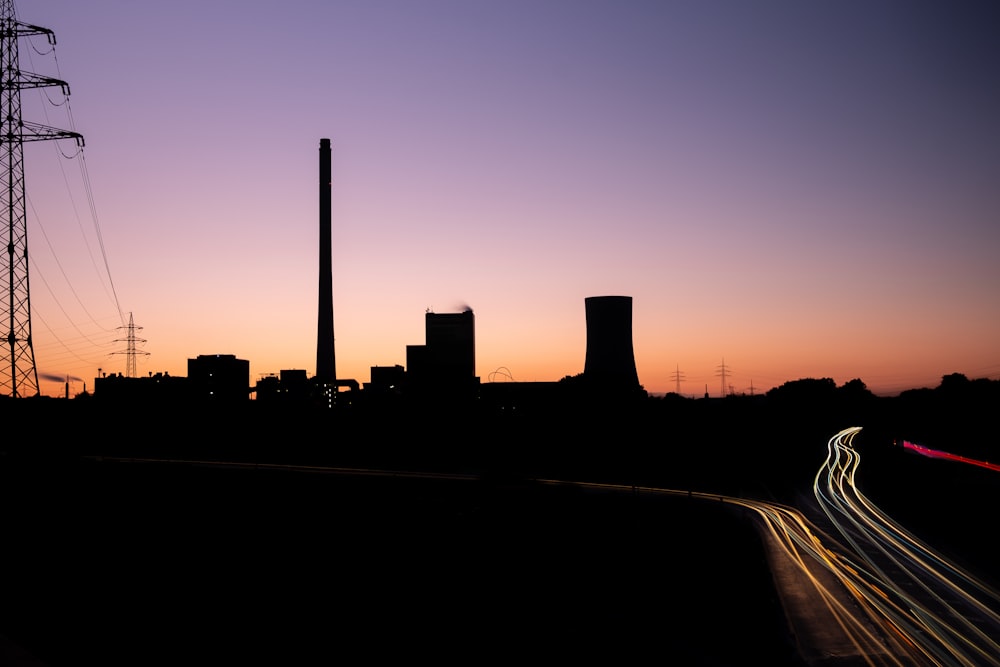 a long exposure of a city at sunset