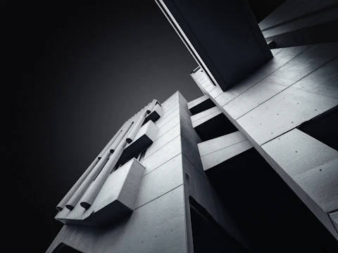 A detailed 3D rendering of a modern building using 3D concrete printing technology.